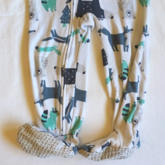 carter's woodland animals fleece zipper footie sleeper pajamas 3T toddler boys - Picture 4 of 7